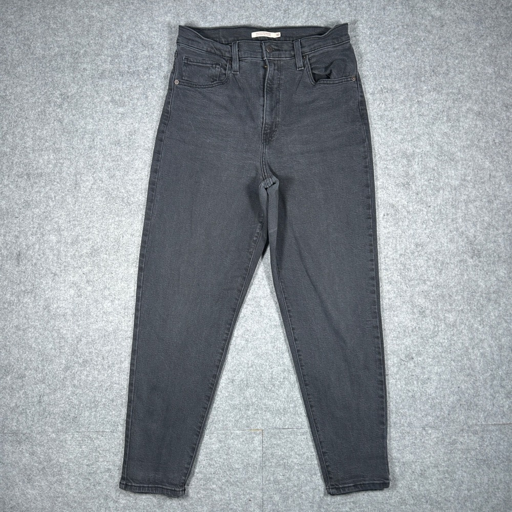 Levi's High Waisted Mom Jean denim jeans Womens 30x29 Black Tapered Leg Retro